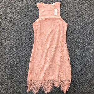 Francesca’s blush pink sleeveless lace overlay dress size medium